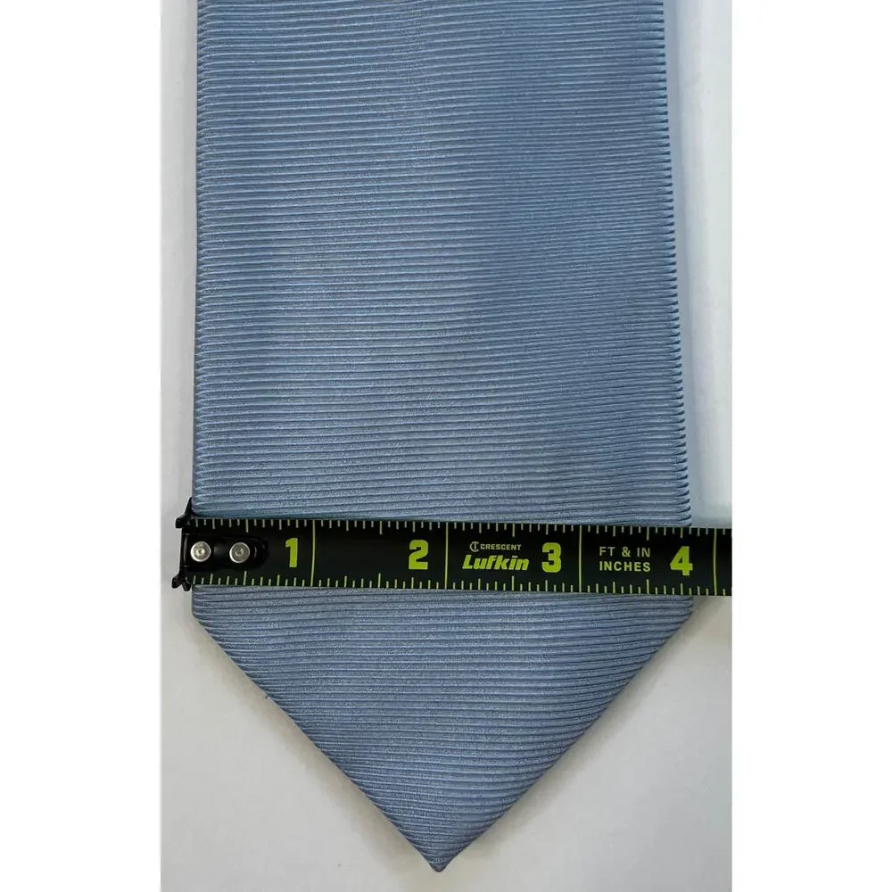 Eagle Shirtmakers Light Blue Ribbed Silk Tie Solid Classic USA Designer 58”